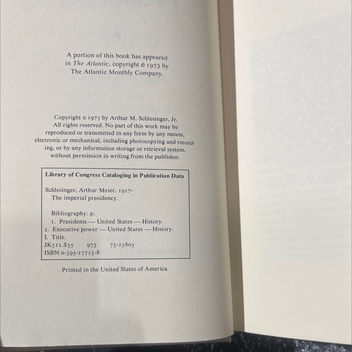 the imperial presidency book, by Arthur M. Schlesinger, Jr., 1973 Hardcover image 3