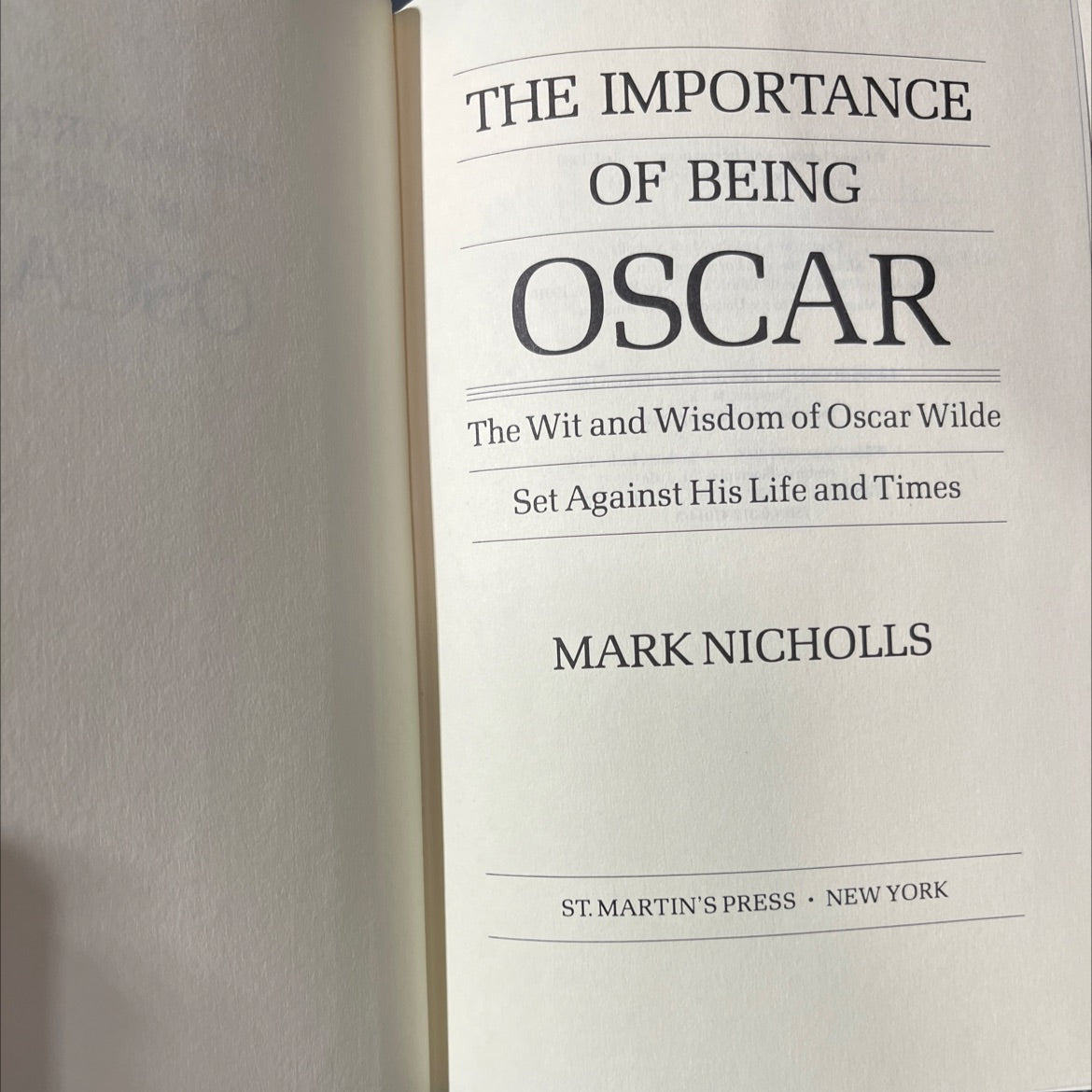 the importance of being oscar book, by Mark Nicholls, 1980 Hardcover image 2