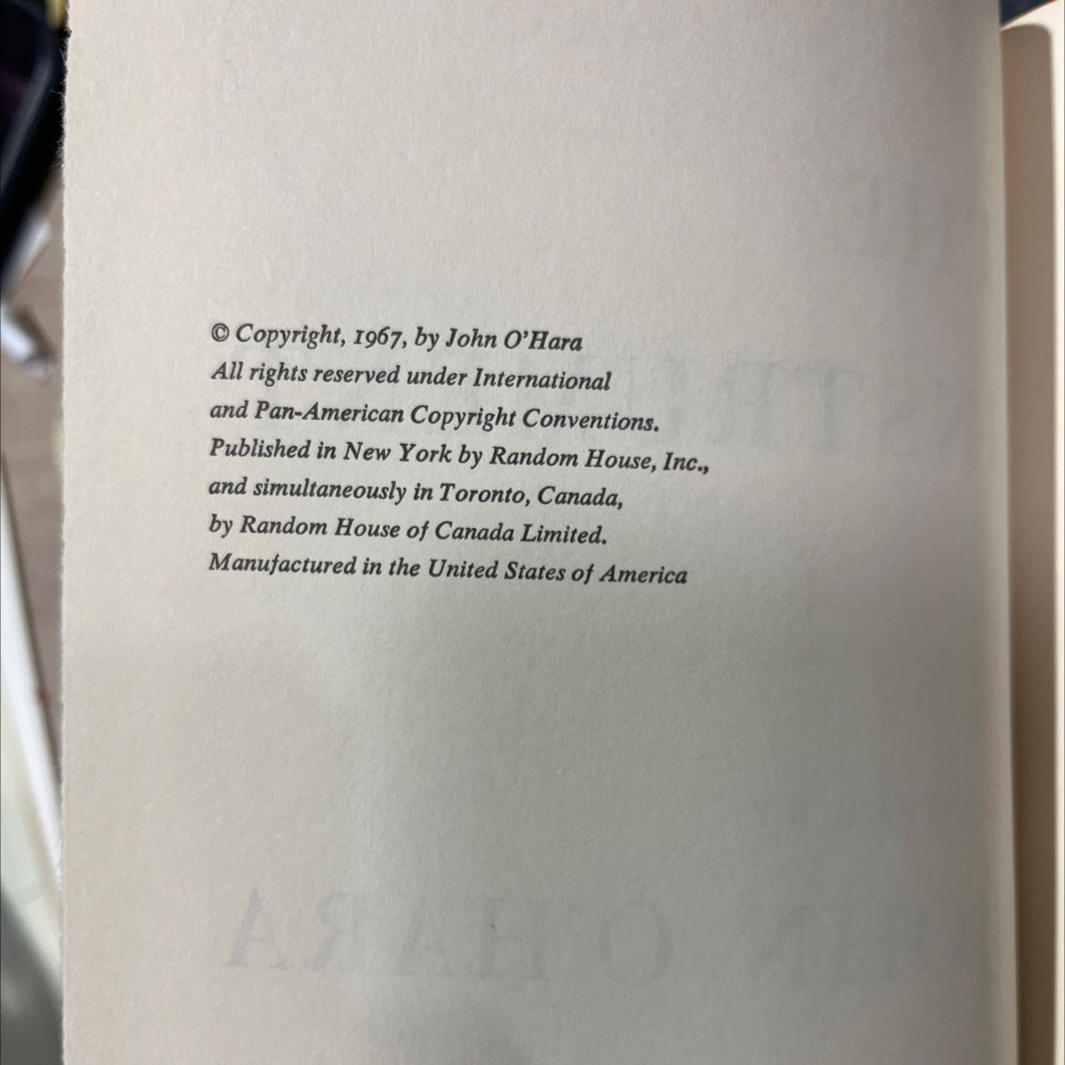 the instrument book, by john o'hara, 1967 Hardcover image 3