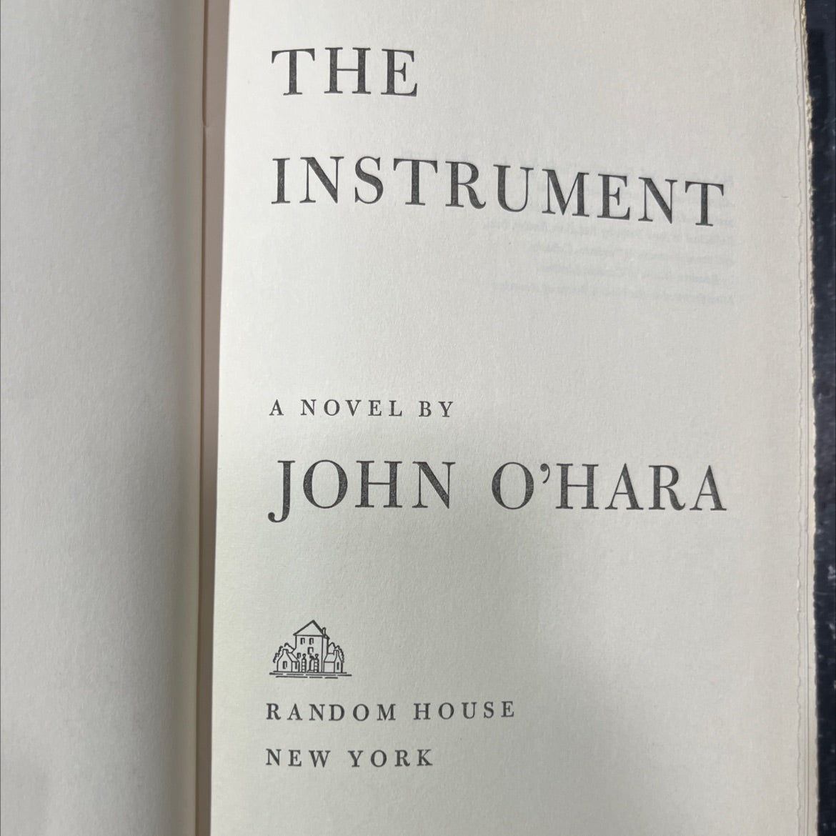 the instrument book, by john o'hara, 1967 Hardcover image 2