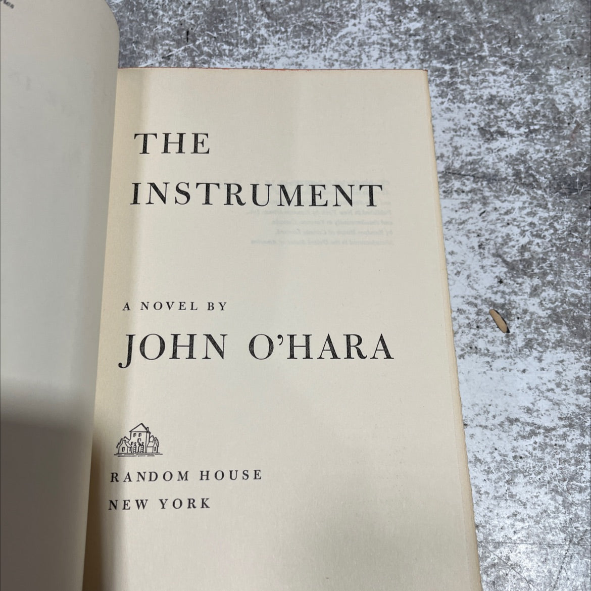 the instrument book, by john o'hara, 1967 Hardcover image 2