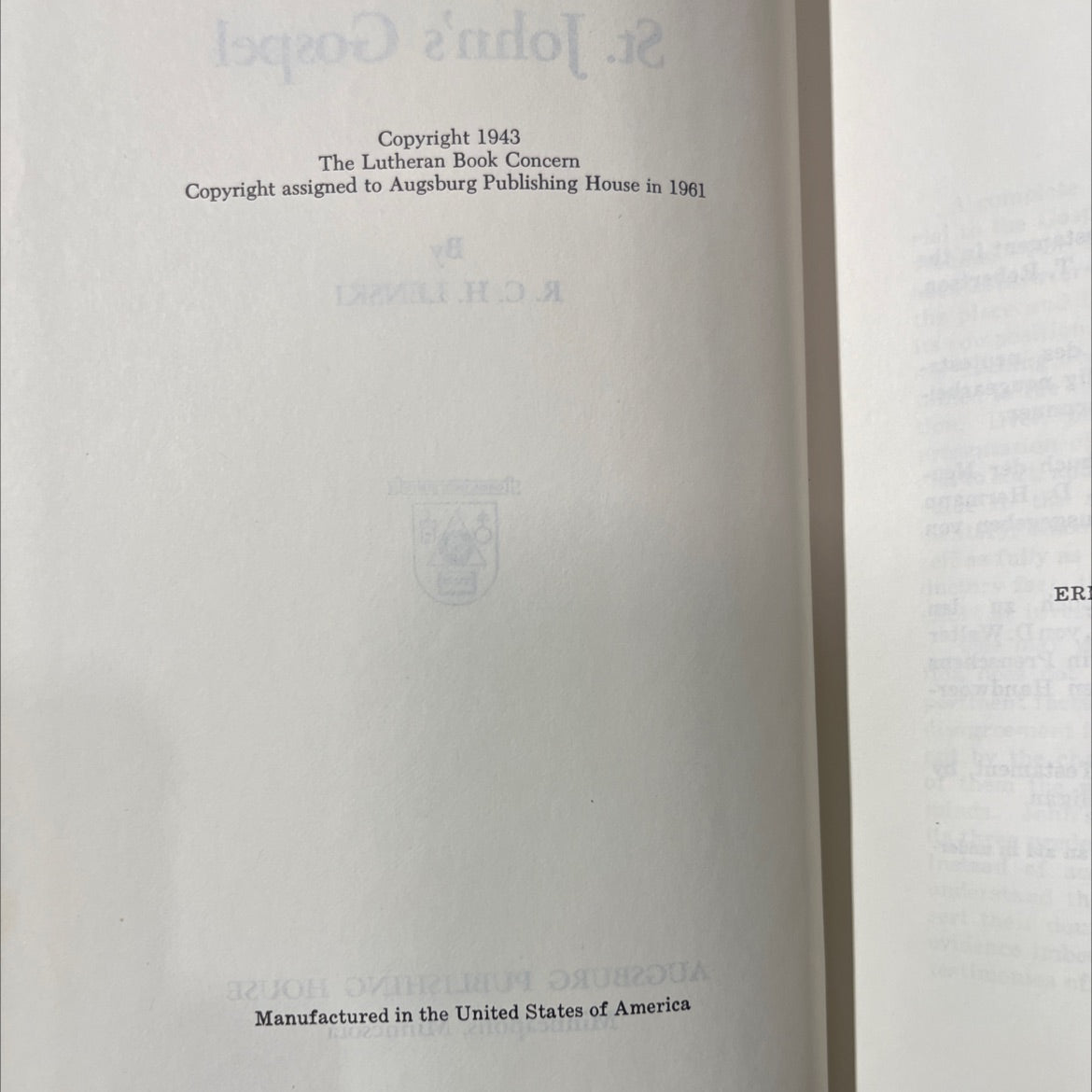 the interpretation of st. john's gospel book, by r. c. h. lenski, 1961 Hardcover image 3