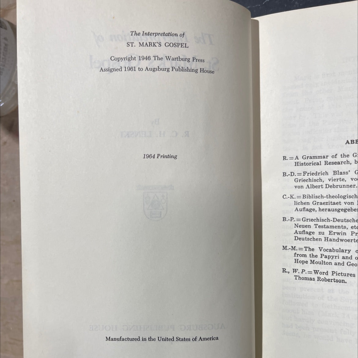 the interpretation of st. mark's gospel book, by R. C. H. Lenski, 1964 Hardcover image 3