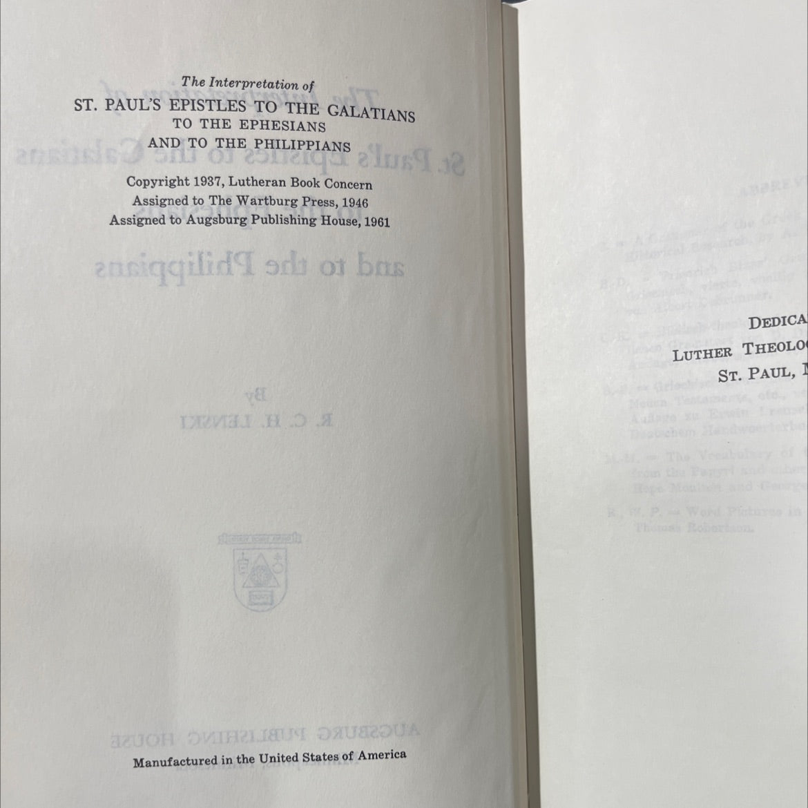 the interpretation of st. paul's epistles to the galatians to the ephesians and to the philippians book, by r. c. h. image 3