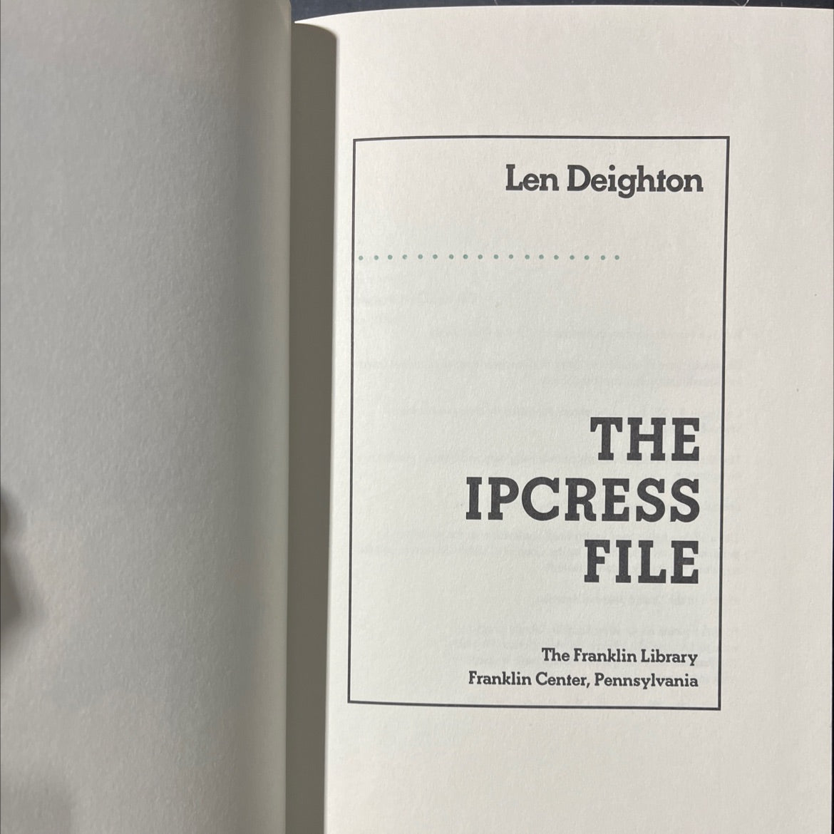 the ipcress file book, by Len Deighton, 1988 Hardcover image 2