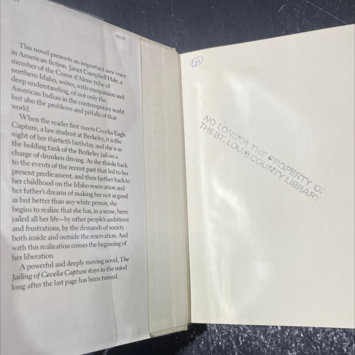 the jailing of cecelia capture book, by janet campbell hale, 1985 Hardcover image 4