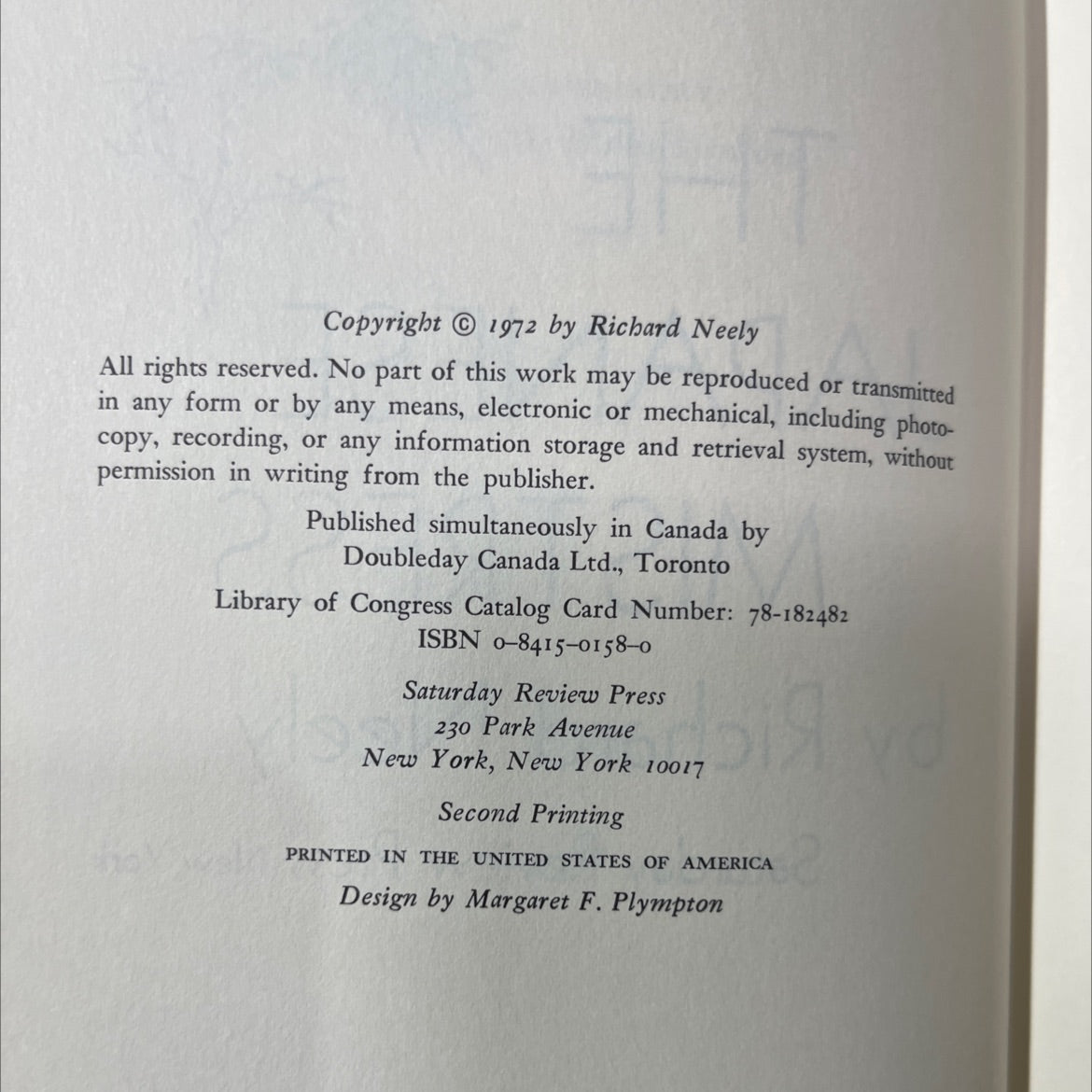 the japanese mistress book, by Richard Neely, 1972 Hardcover image 3