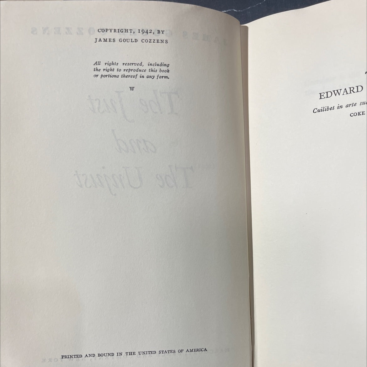 the just and the unjust book, by james gould cozzens, 1942 Hardcover image 3