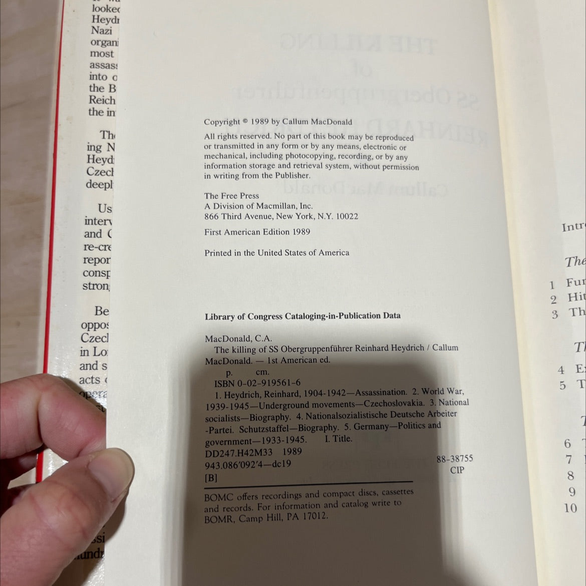 the killing of ss obergruppenführer reinhard heydrich book, by Callum MacDonald, 1989 Hardcover image 3