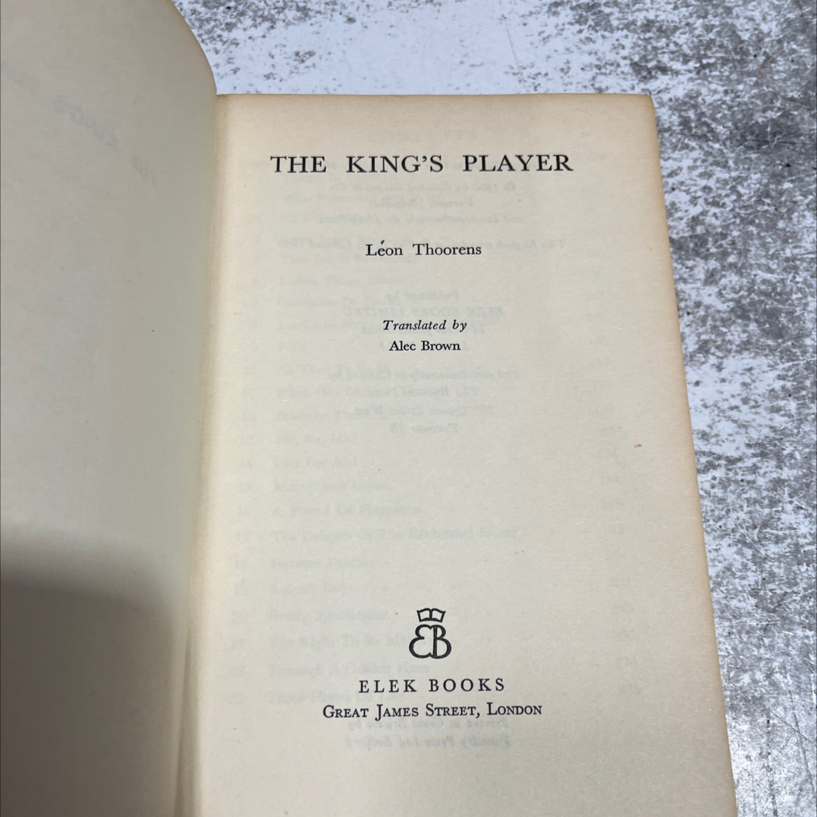 the king's player book, by leon thoorens, 1960 Hardcover image 2