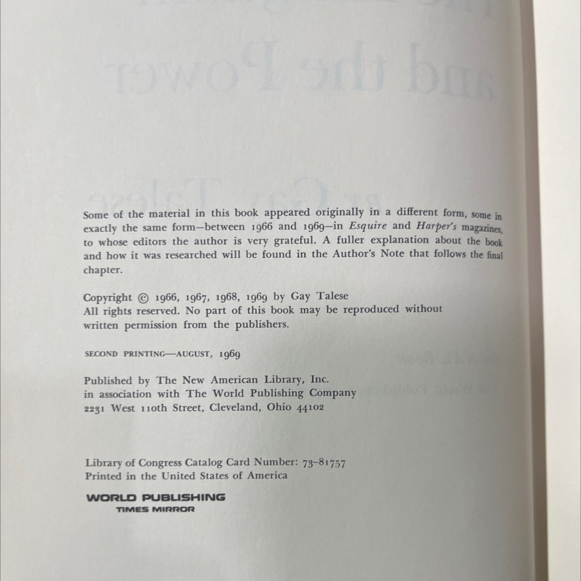 the kingdom and the power book, by gay talese, 1969 Hardcover image 3