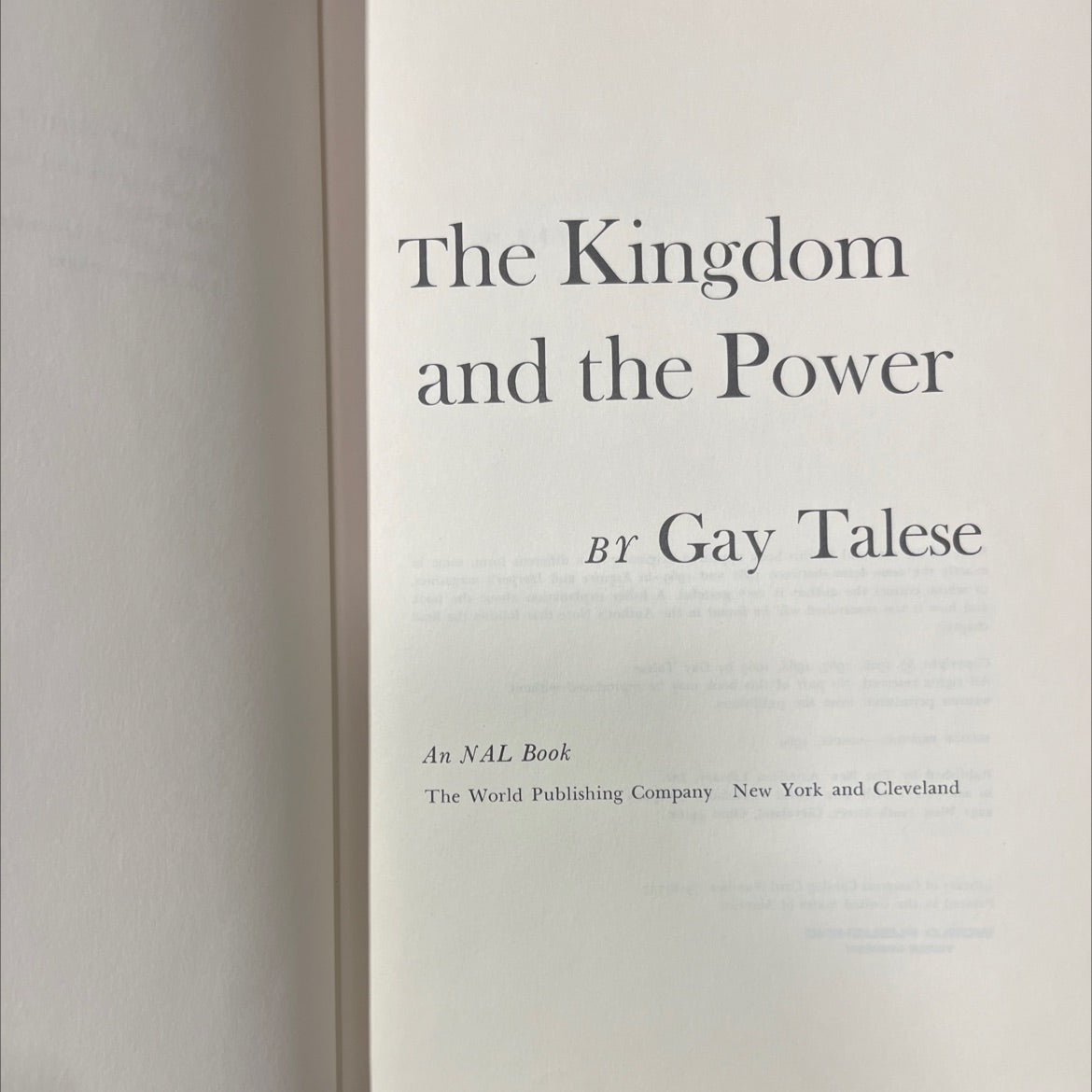 the kingdom and the power book, by gay talese, 1969 Hardcover image 2