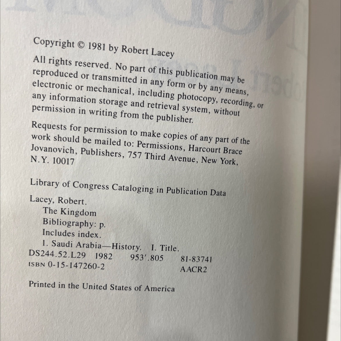 the kingdom book, by Robert Lacey, 1981 Hardcover image 3