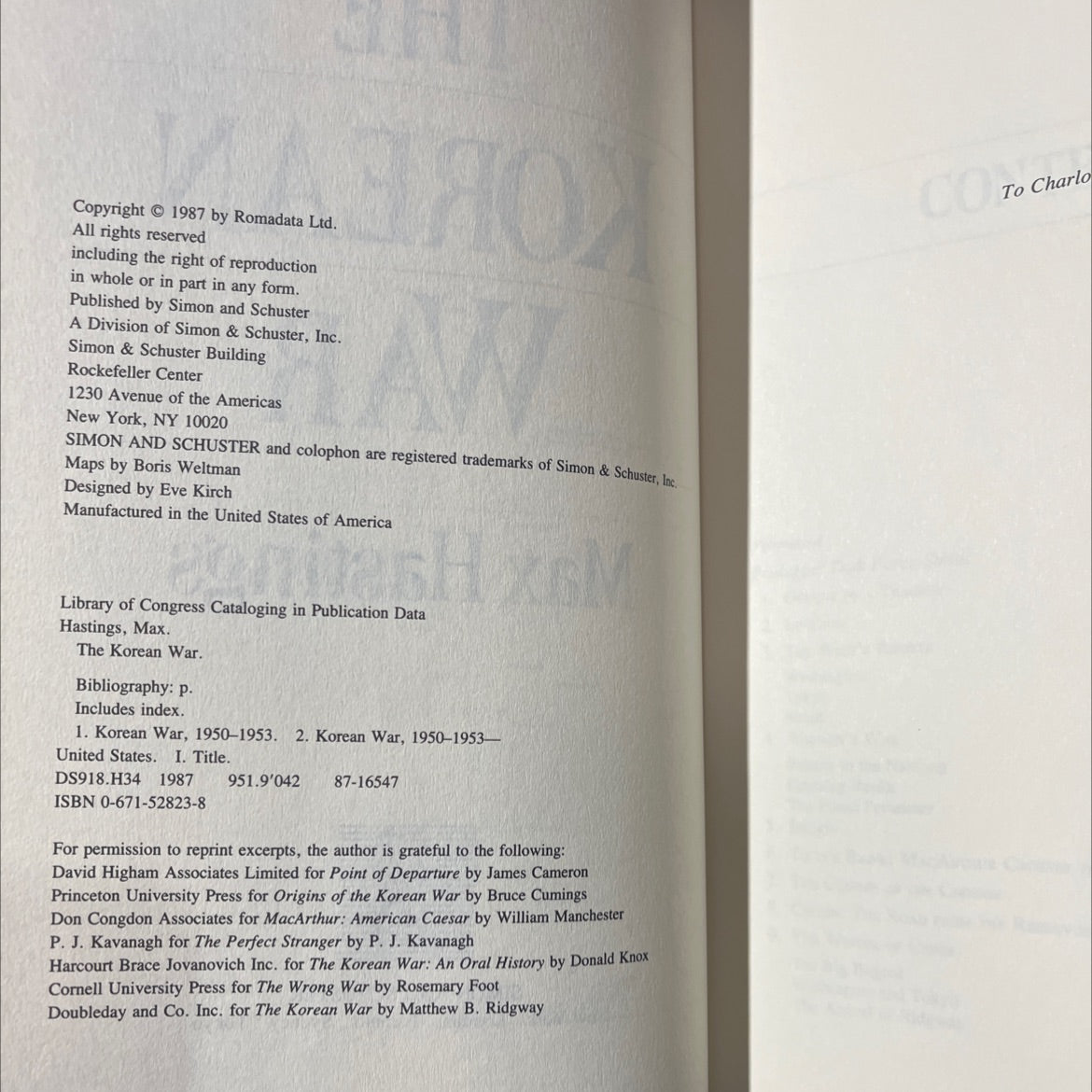 the korean war book, by max hastings, 1987 Hardcover image 3