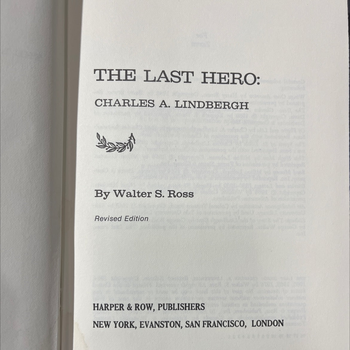 the last hero: charles a. lindbergh book, by walter s. ross, 1976 Hardcover image 2