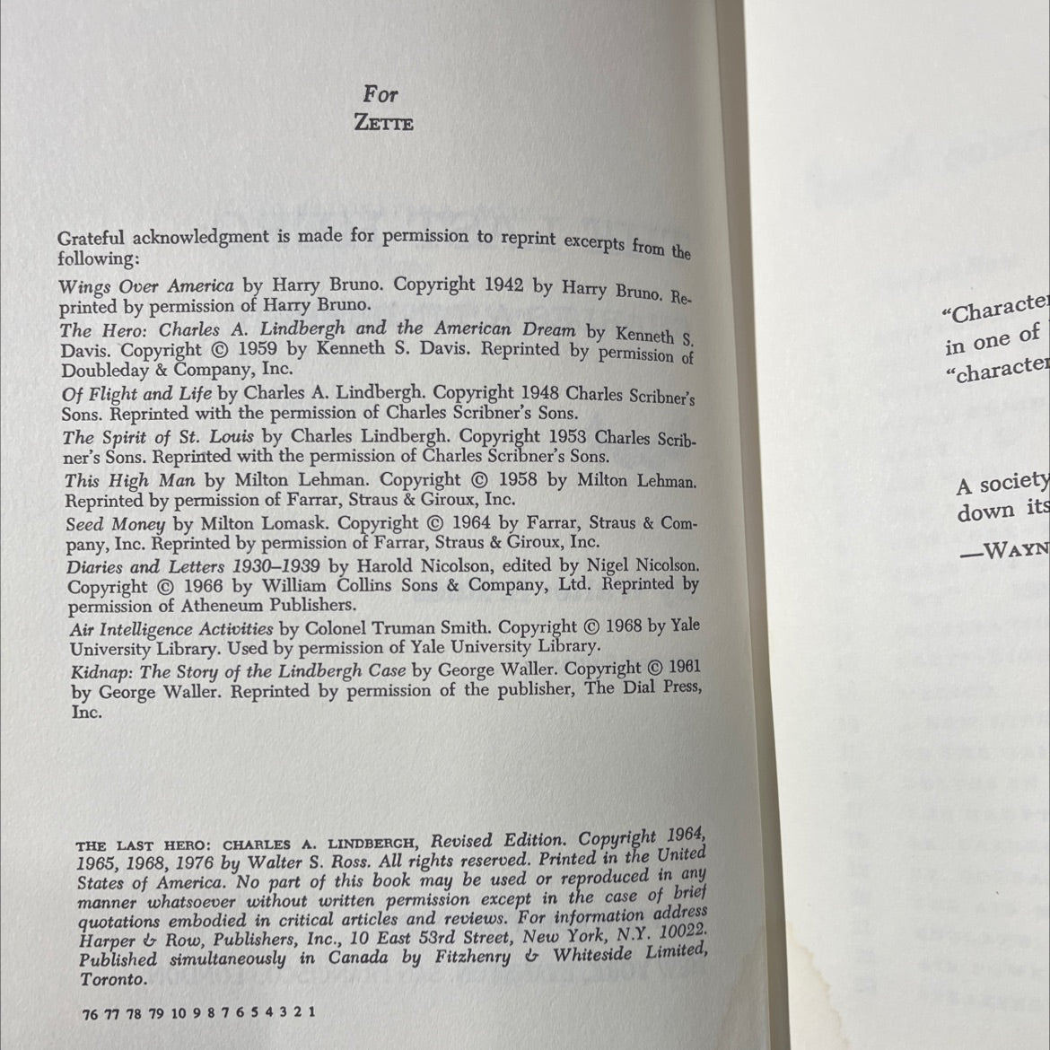 the last hero: charles a. lindbergh book, by walter s. ross, 1976 Hardcover image 3