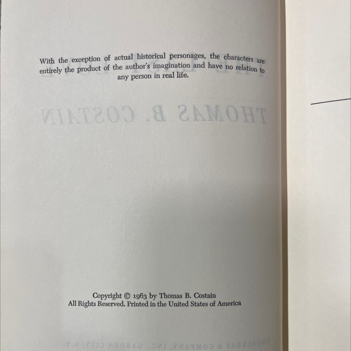 the last love book, by thomas b. costain, 1963 Hardcover image 3