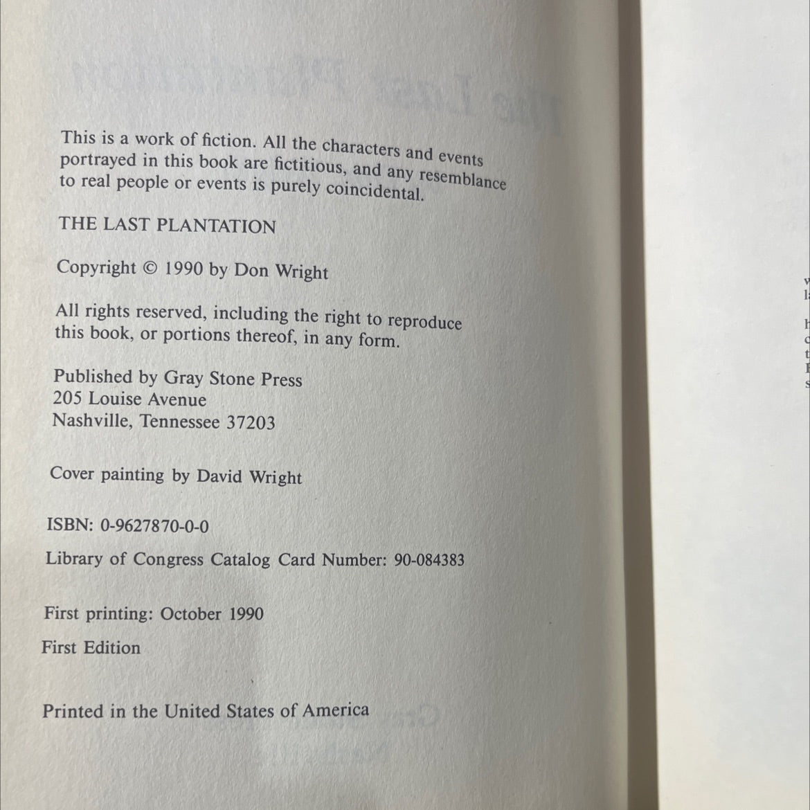 SIGNED the last plantation book, by Don Wright, 1990 Hardcover image 3