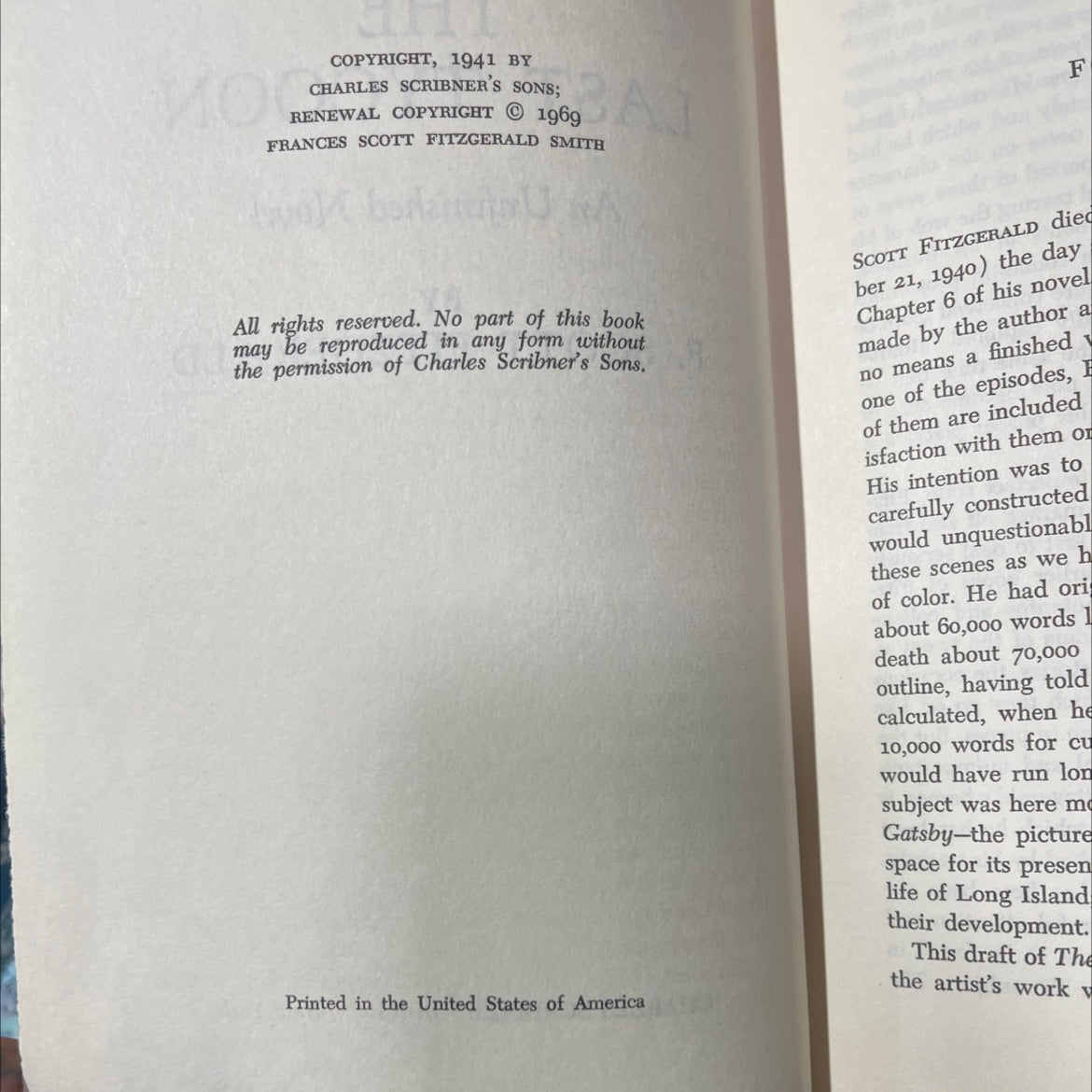 the last tycoon an unfinished novel book, by f. scott fitzgerald, 1969 Hardcover image 3