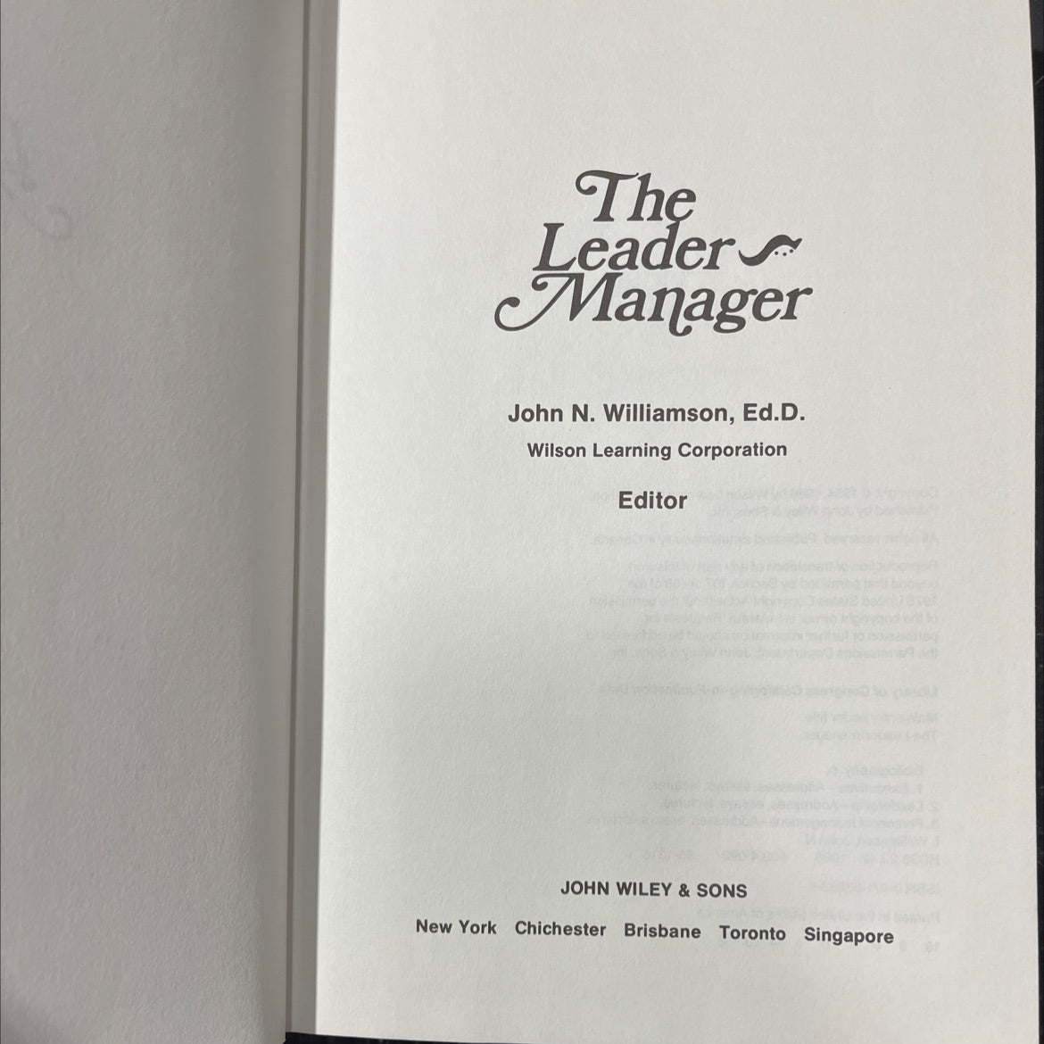 the leader-manager book, by John N. Williamson, 1986 Hardcover image 2
