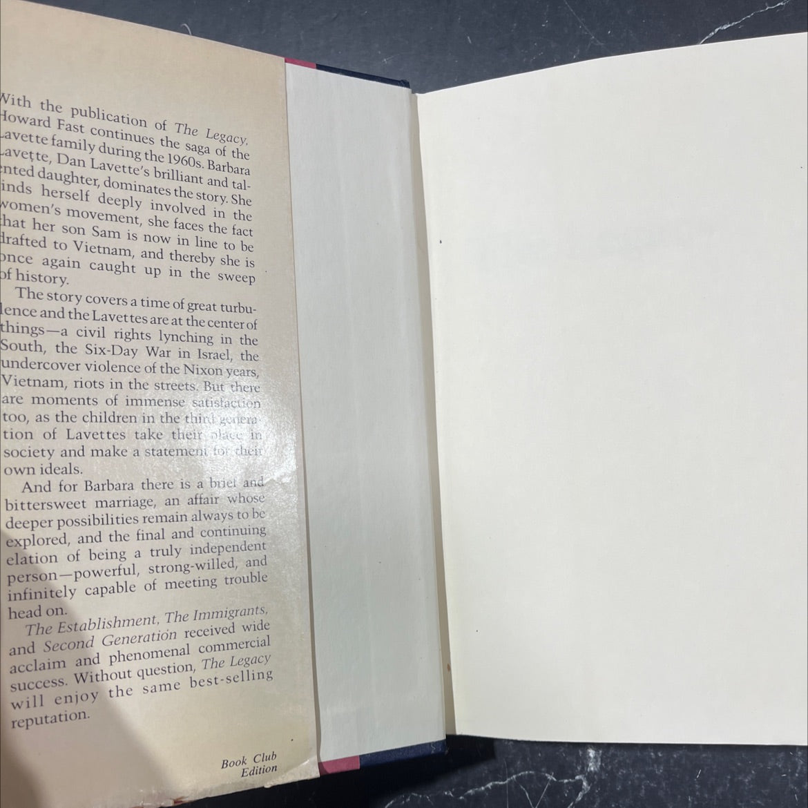 the legacy book, by howard fast, 1981 Hardcover image 4