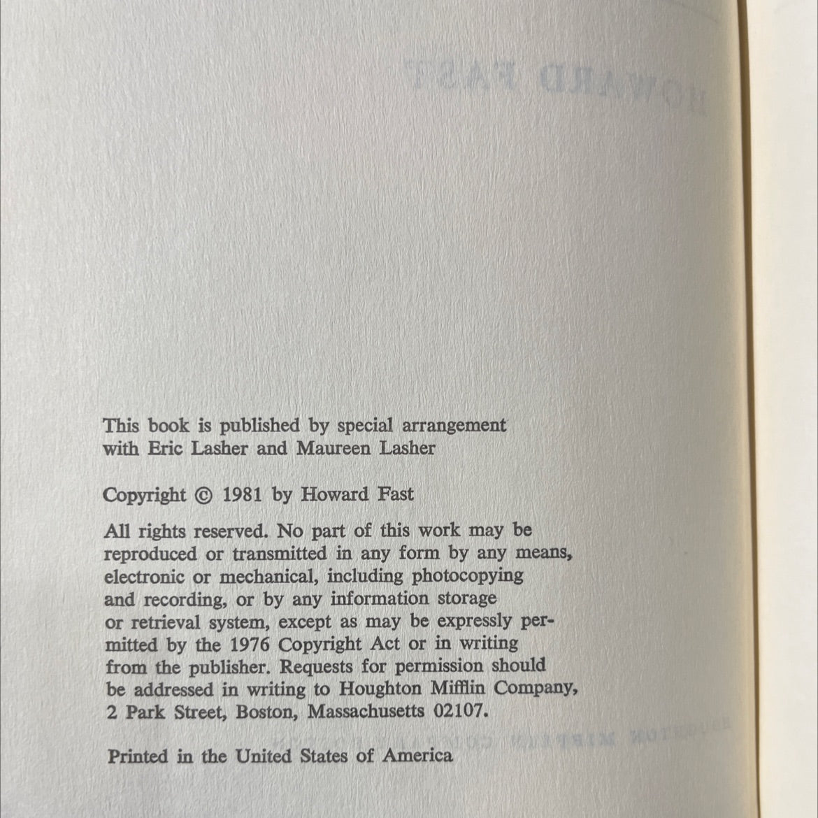 the legacy book, by howard fast, 1981 Hardcover image 3