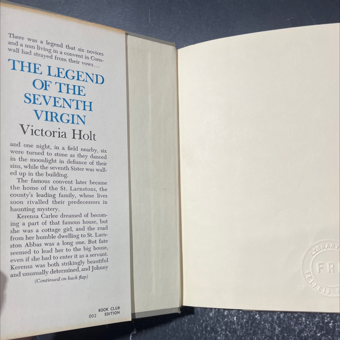 the legend of the seventh virgin book, by Victoria Holt, 1965 Hardcover image 4