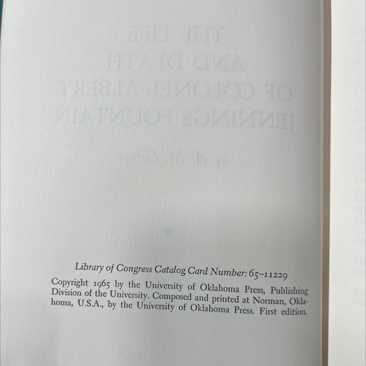 the life and death of colonel albert jennings fountain book, by A. M. Gibson, 1965 Hardcover image 3