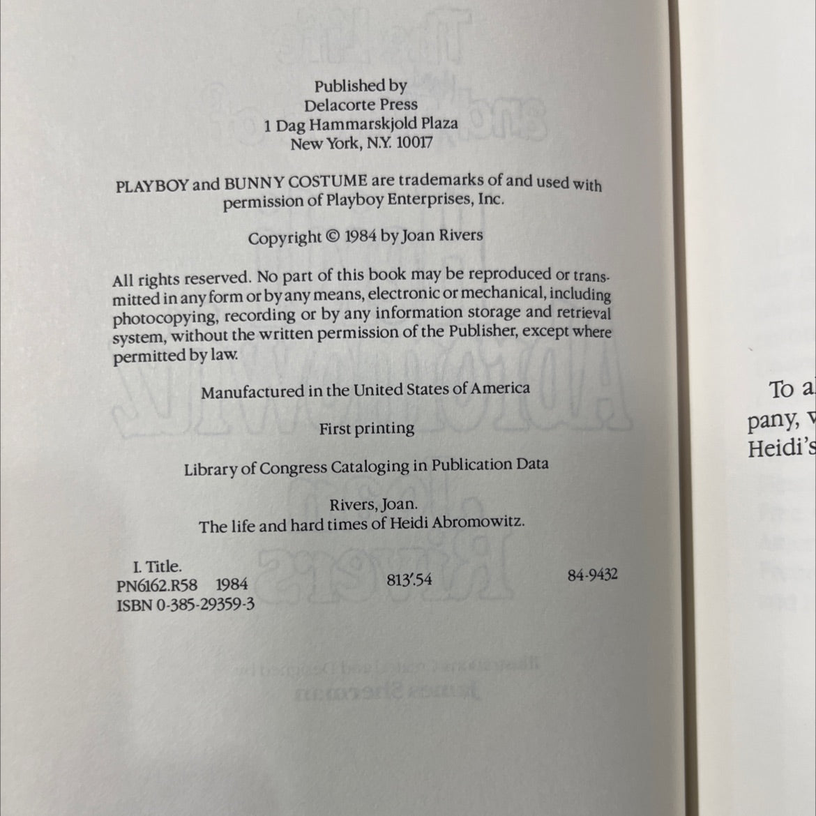 the life and hard times of heidi abramowitz book, by Joan Rivers, 1984 Hardcover image 3