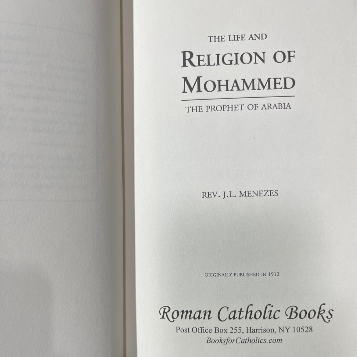 the life and religion of mohammed the prophet of arabia book, by rev. j.l. menezes, 1912 Hardcover image 2