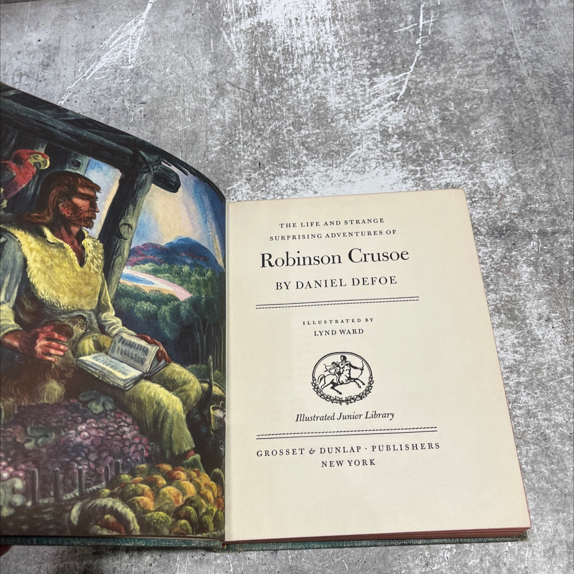 the life and strange surprising adventures of robinson crusoe book, by daniel defoe, 1946 Hardcover image 2