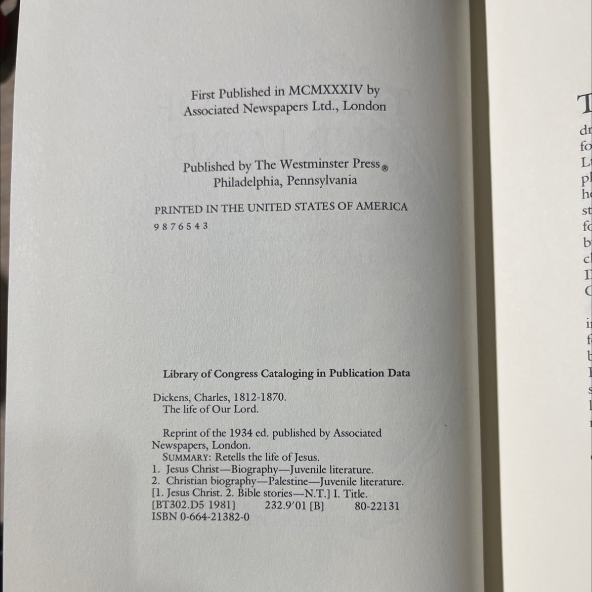 the life of our lord book, by charles dickens, 1981 Hardcover image 3