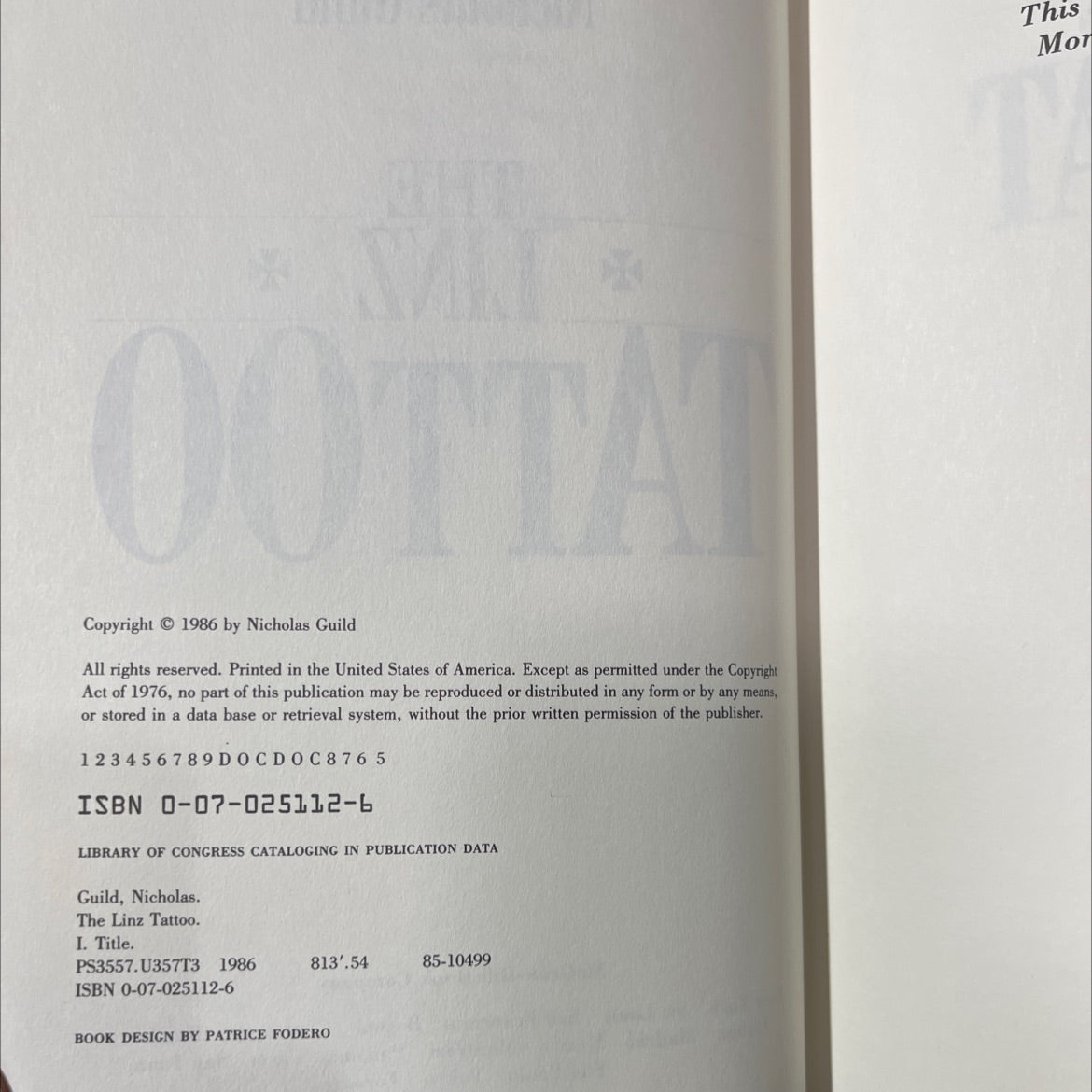 the linz tattoo book, by Nicholas Guild, 1986 Hardcover image 3