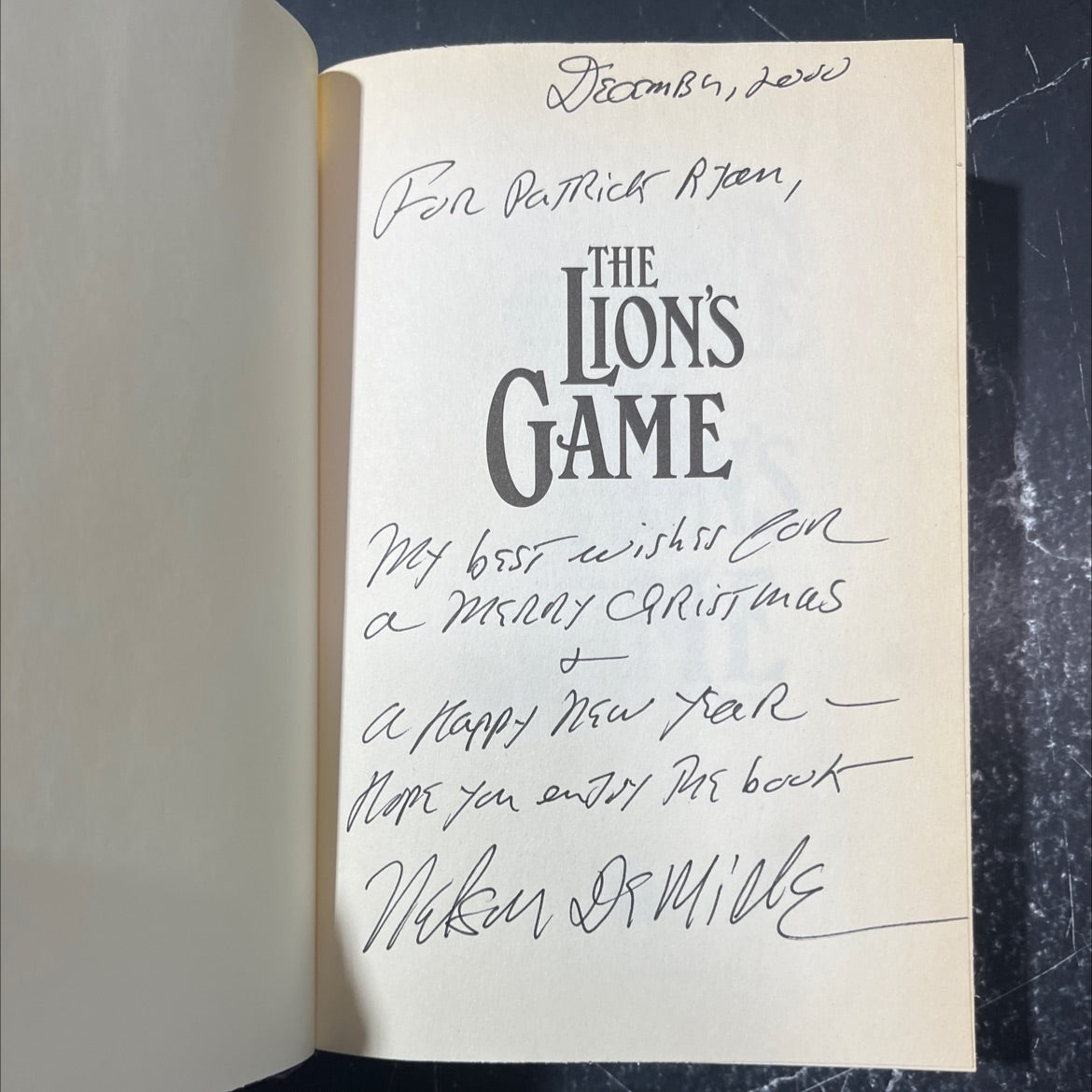 SIGNED the lion's game book, by Nelson DeMille, 2000 Hardcover, First Edition image 4