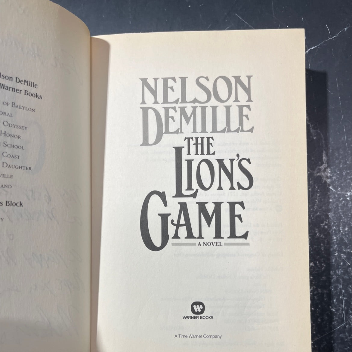 SIGNED the lion's game book, by Nelson DeMille, 2000 Hardcover, First Edition image 2
