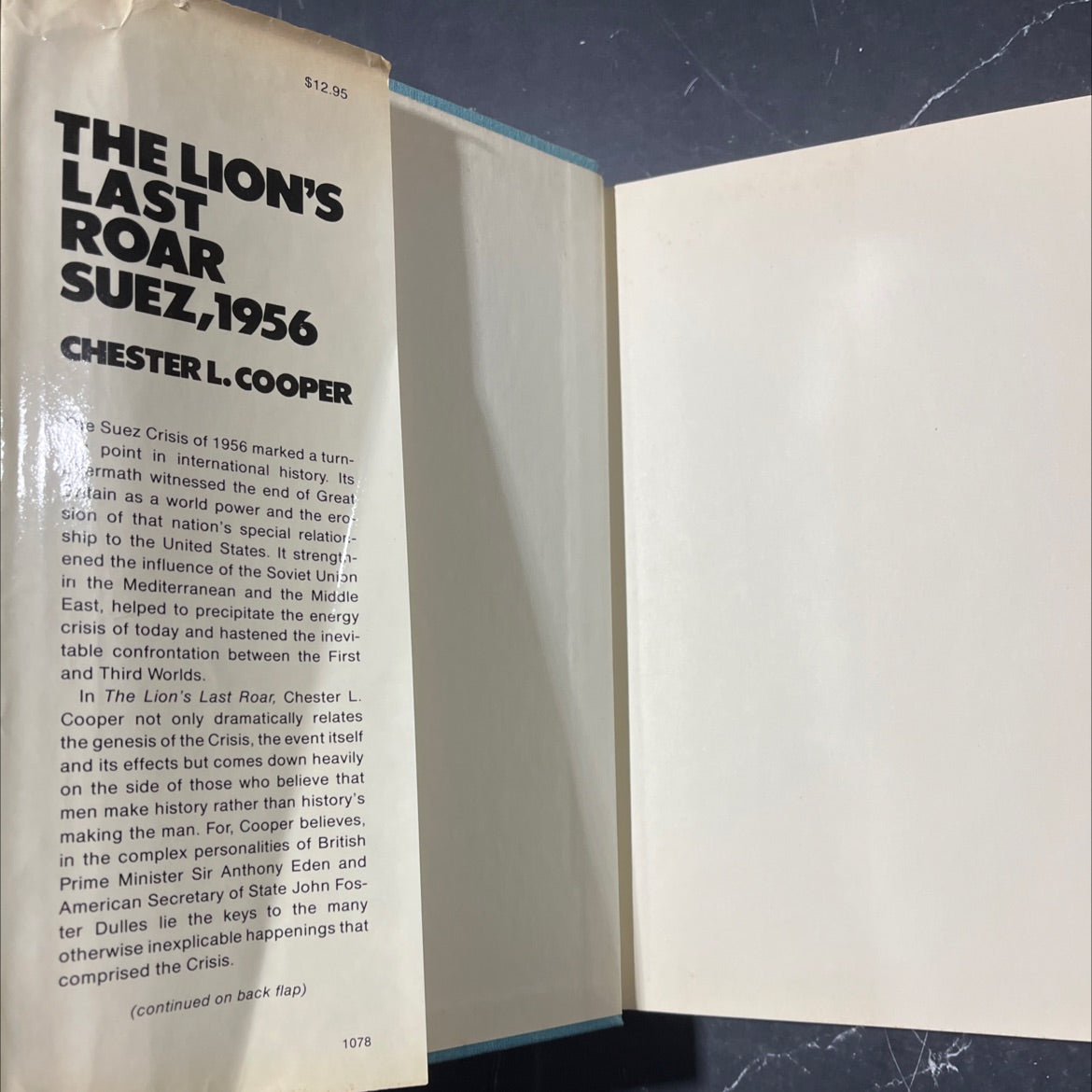 the lion's last roar: suez, 1956 book, by Chester L. Cooper, 1978 Hardcover image 4