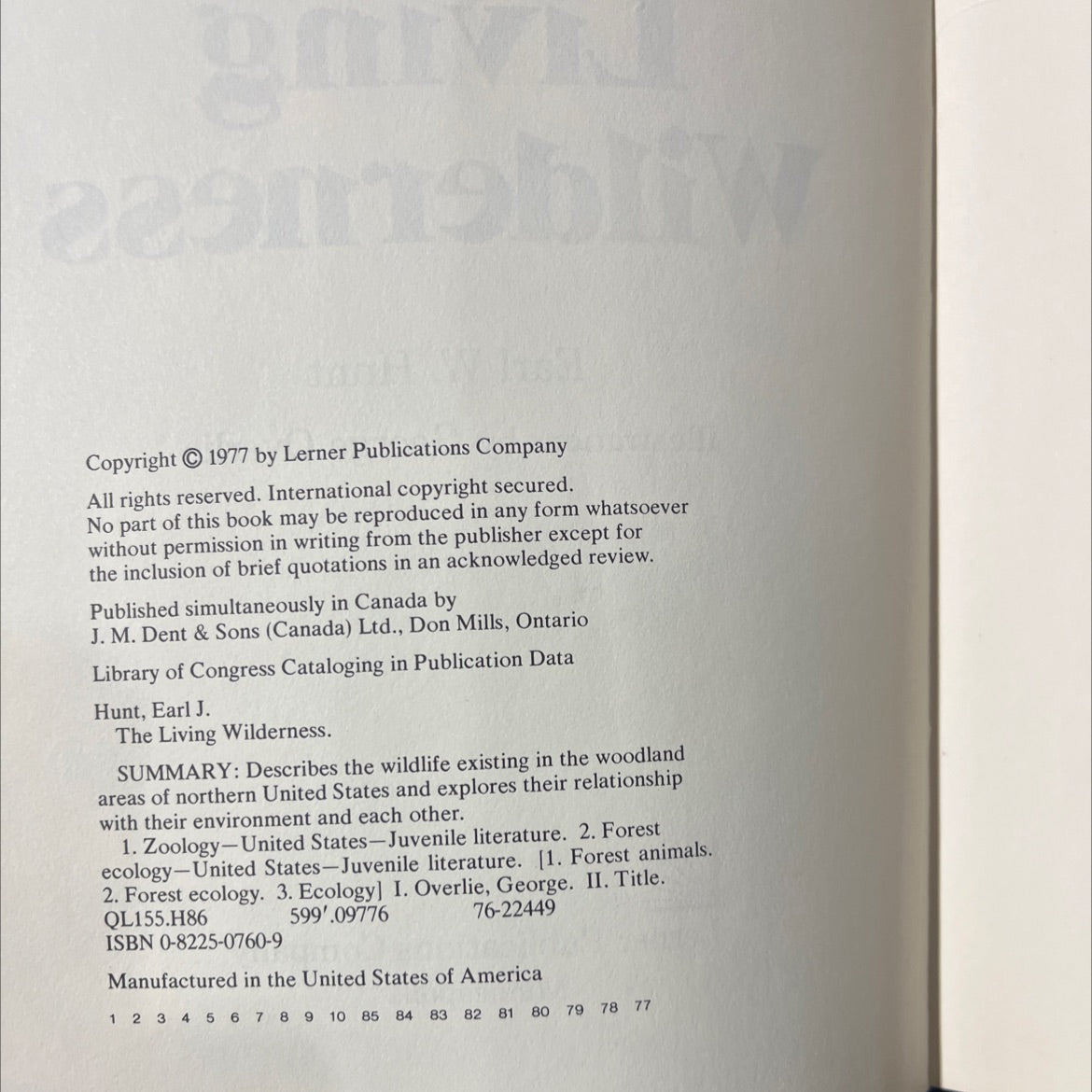 the living wilderness book, by Earl W. Hunt, 1977 Hardcover image 3
