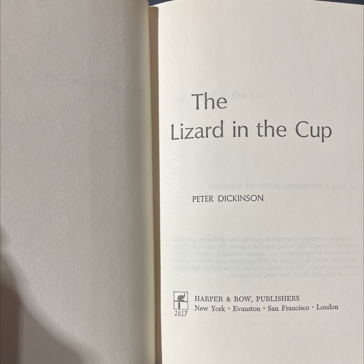 the lizard in the cup book, by peter dickinson, 1972 Hardcover image 2