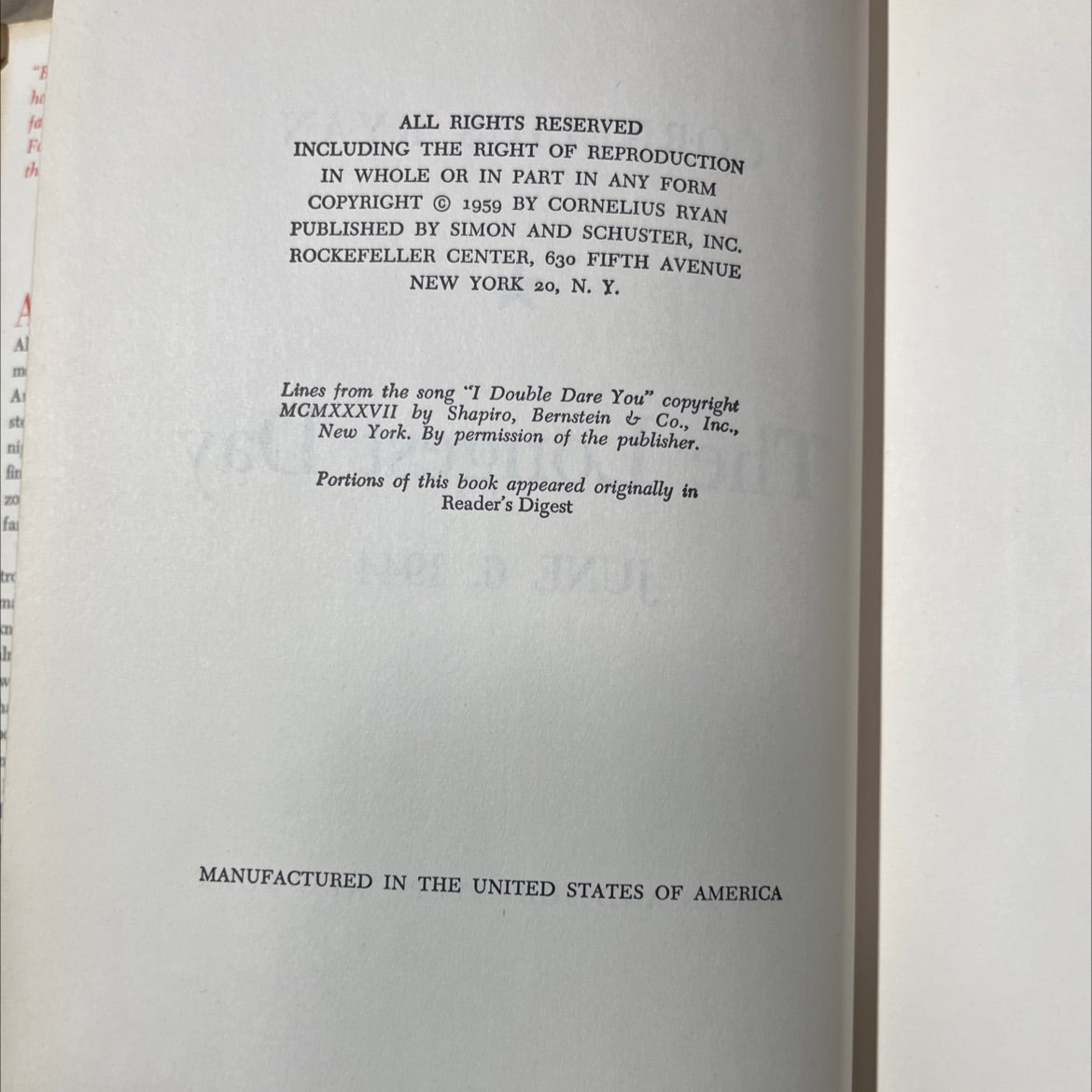 the longest day book, by cornelius ryan, 1959 Hardcover image 3