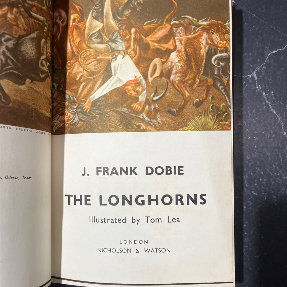 the longhorns book, by j. frank dobby, 1943 Hardcover image 2