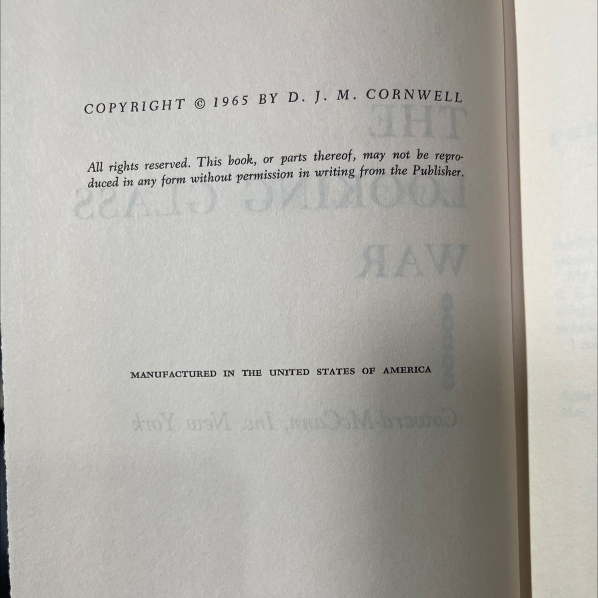 the looking glass war book, by d. j. m. cornwell, 1965 Hardcover image 3
