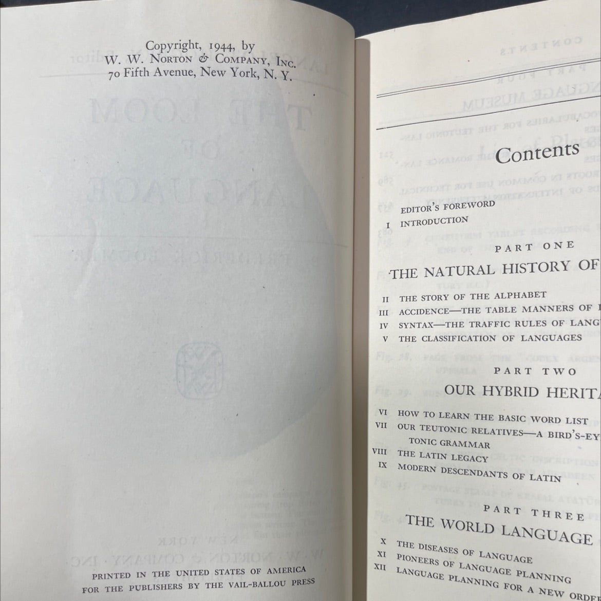 the loom of language book, by frederick bodmer, 1944 Hardcover image 3