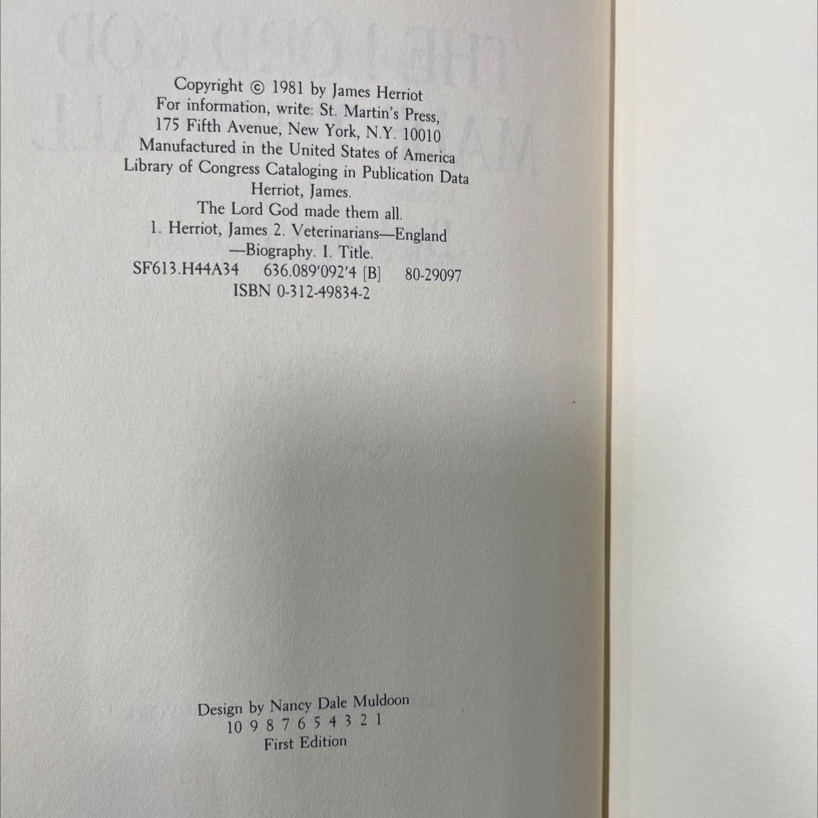 the lord god made them all book, by James Herriot, 1981 Hardcover, First Edition, Vintage image 3