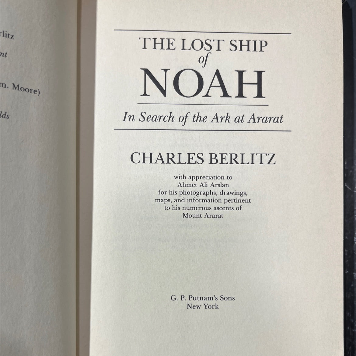 the lost ship of noah in search of the ark at ararat book, by charles berlitz, 1987 Hardcover image 2