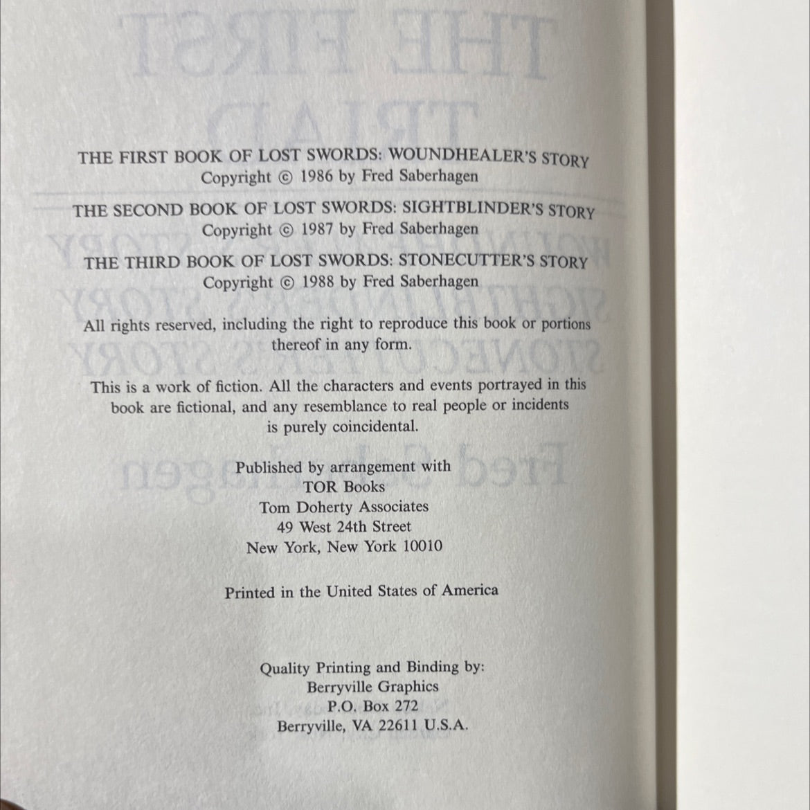 the lost swords: the first triad woundhealer's story sightblinder's story stonecutter's story book, by fred saberhagen, image 3
