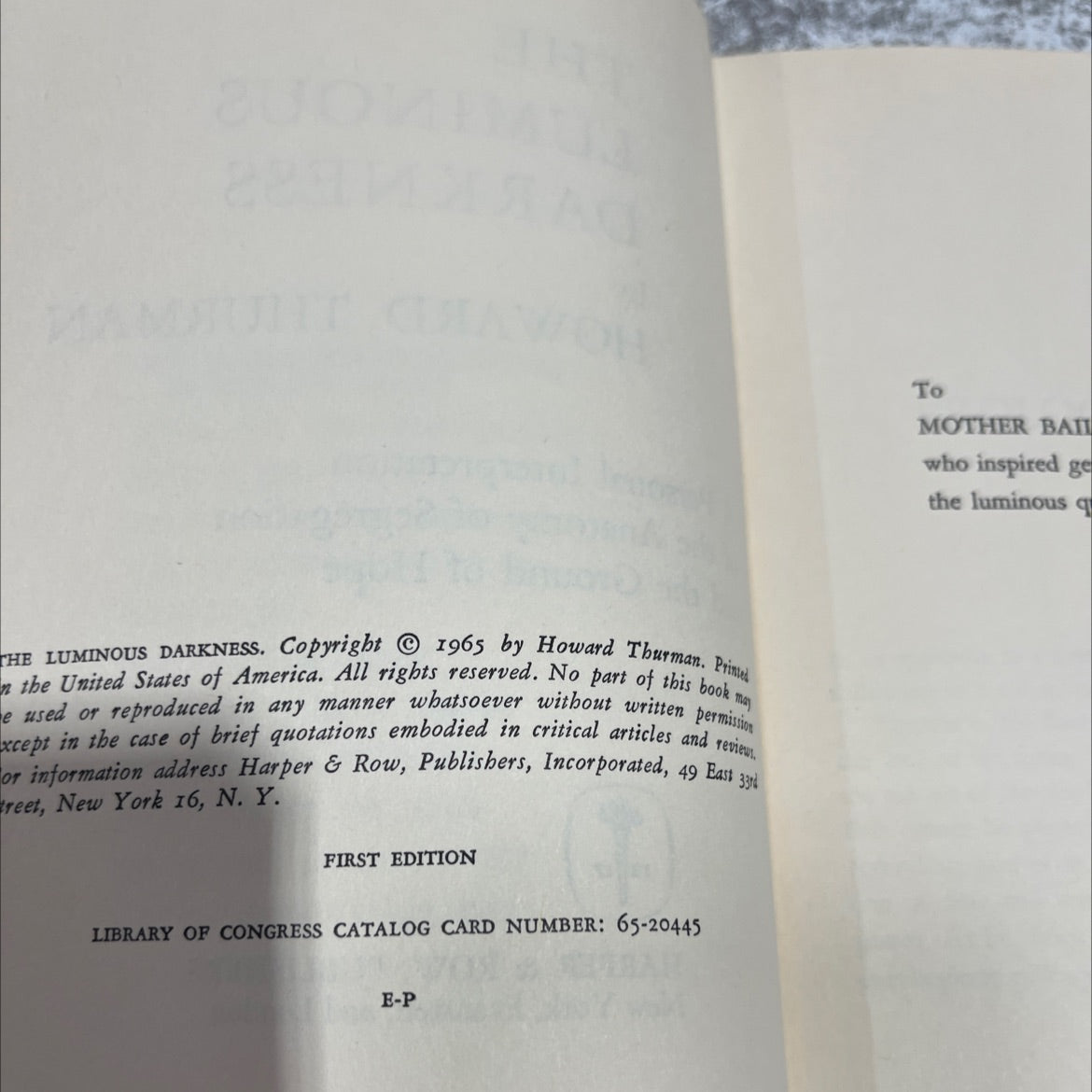 the luminous darkness book, by howard thurman, 1965 Hardcover image 3