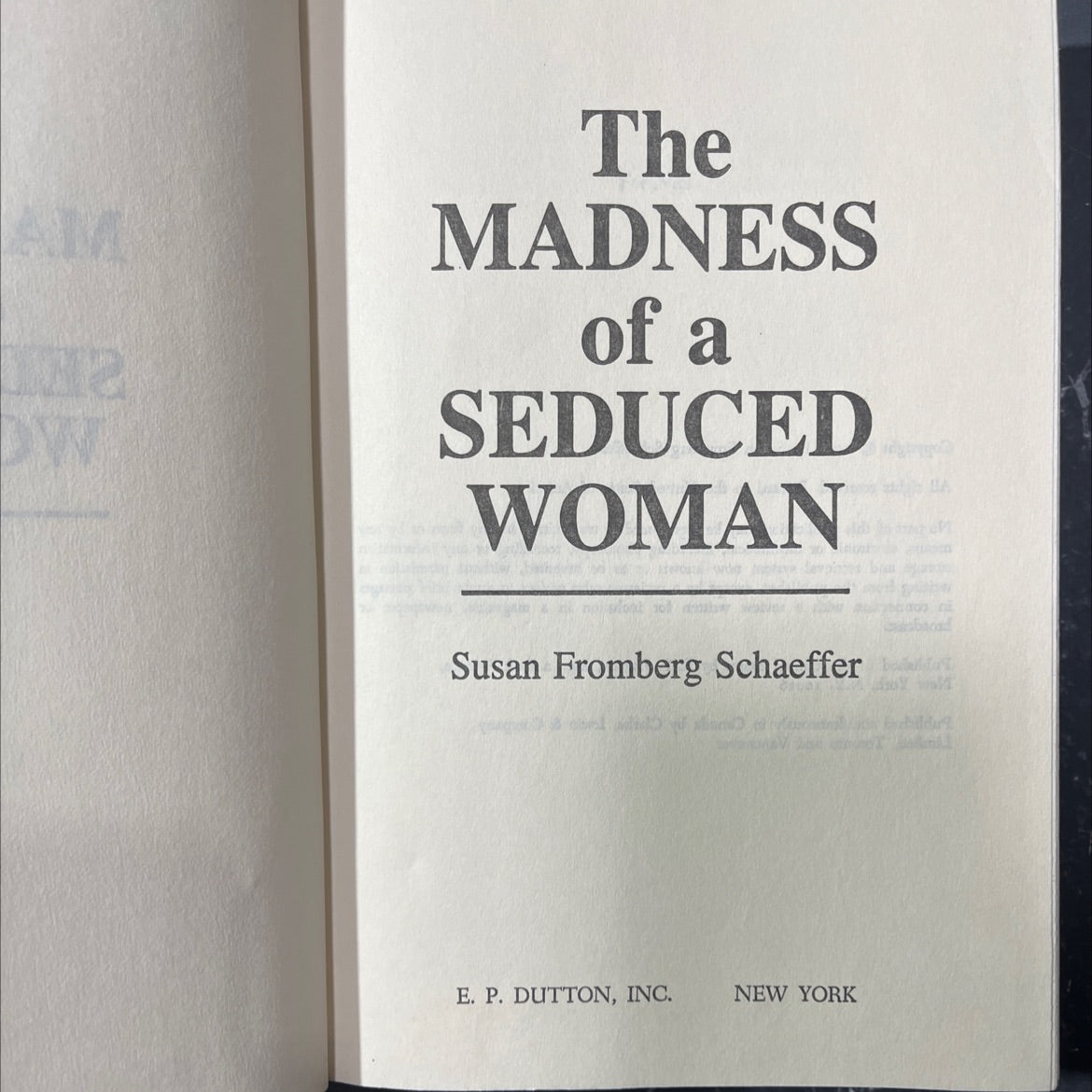 the madness of a seduced woman book, by Susan Fromberg Schaeffer, 1983 Hardcover image 2