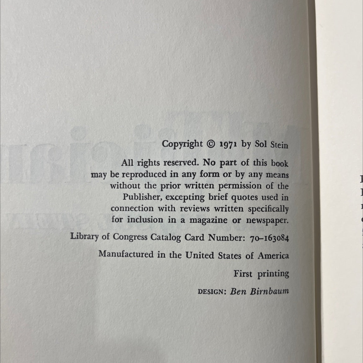 the magician book, by sol stein, 1971 Hardcover image 3