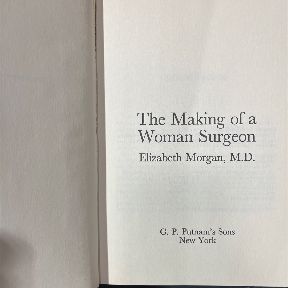 the making of a woman surgeon book, by Elizabeth Morgan, M.D., 1980 Hardcover image 2