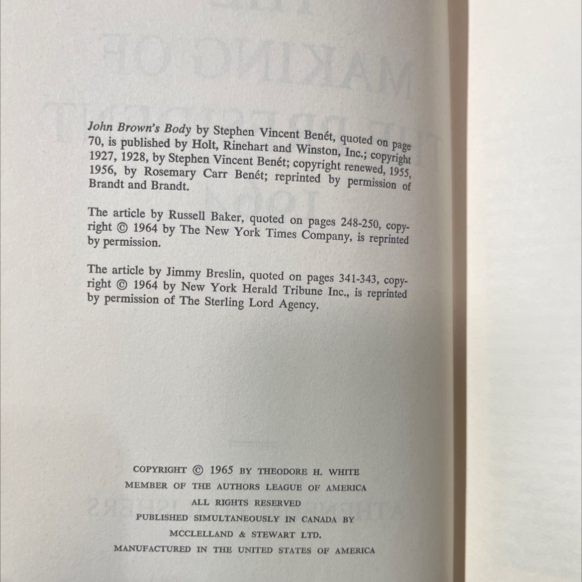 the making of the president 1964 book, by theodore h. white, 1965 Hardcover image 3